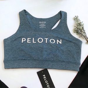 Peloton teal heathered strappy sports bra SMALL NWT